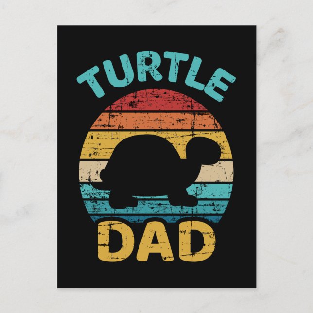 Turtle dad vintage retro father's day gift postcard (Front)