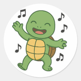 Turtle dancing classic round sticker