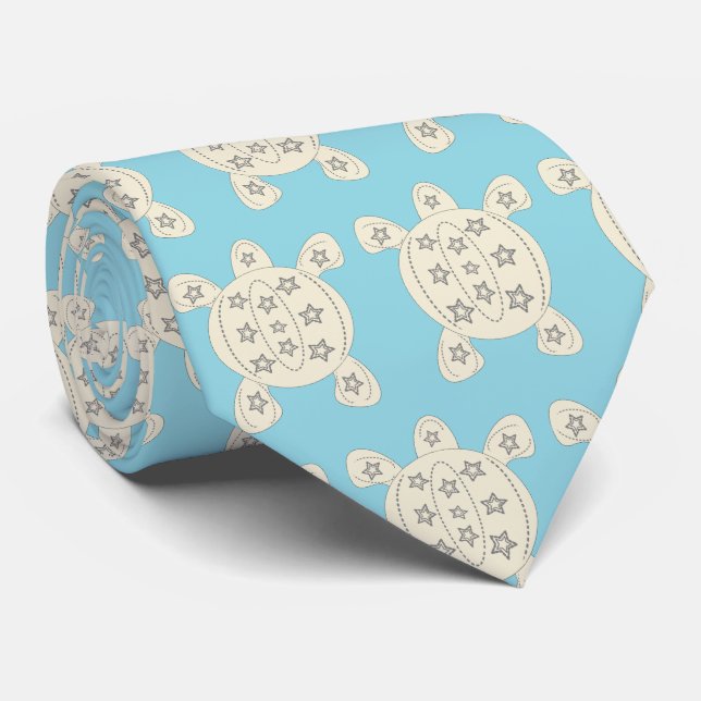 Turtle Design Tie (Rolled)
