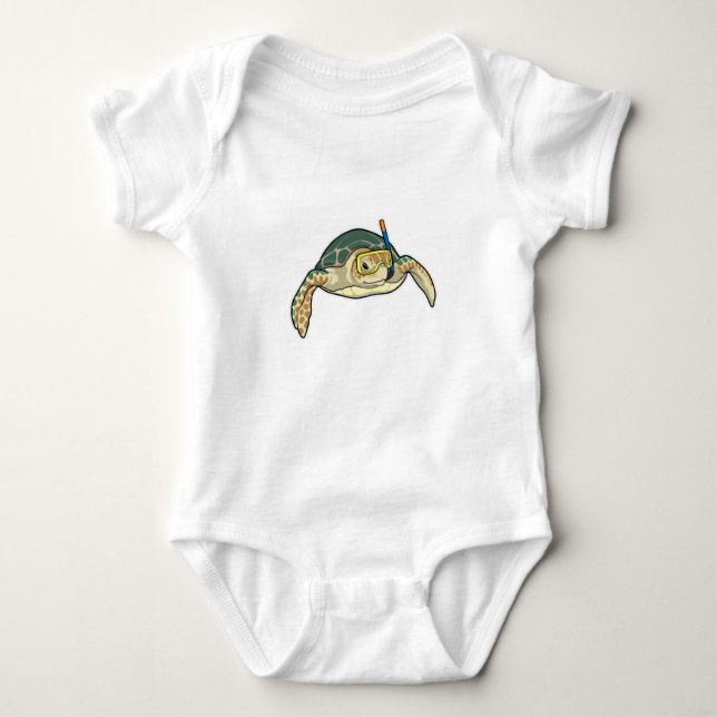 Turtle Diver Snorkel Baby Bodysuit (Front)