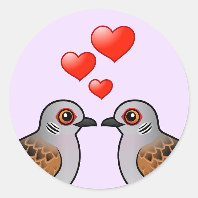 Turtle Doves in Love Classic Round Sticker (Front)