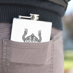 Turtle Drawing Hip Flask