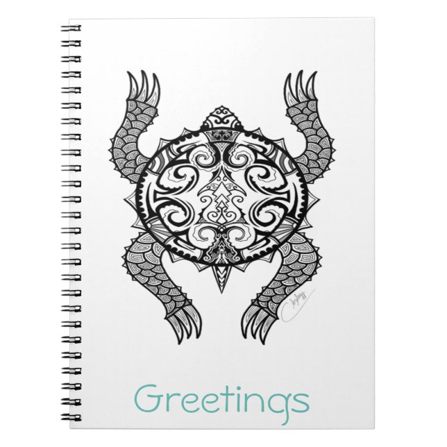 Turtle Drawing Spiral Notebook (Front)