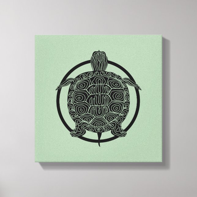 Turtle Drawing - Wildlife Circle Series Canvas Print (Front)