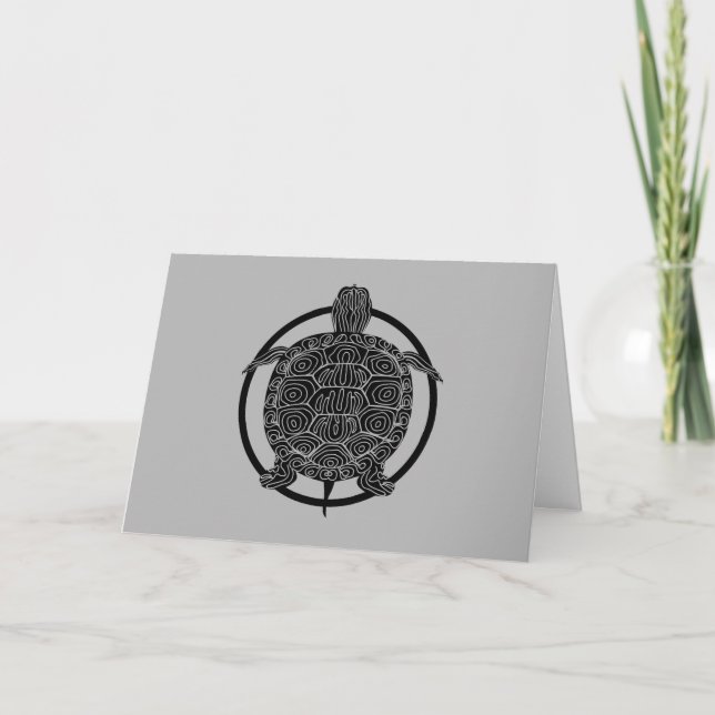 Turtle Drawing - Wildlife Circle Series Card (Front)