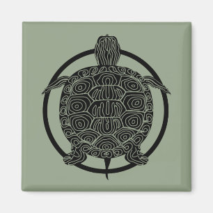Turtle Drawing - Wildlife Circle Series Magnet