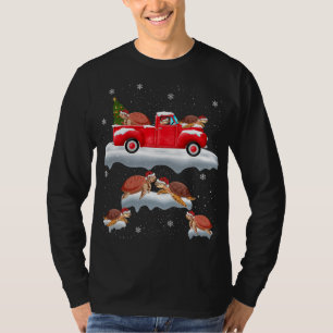 Turtle Driving Christmas Tree Red Truck Turtle Chr T-Shirt