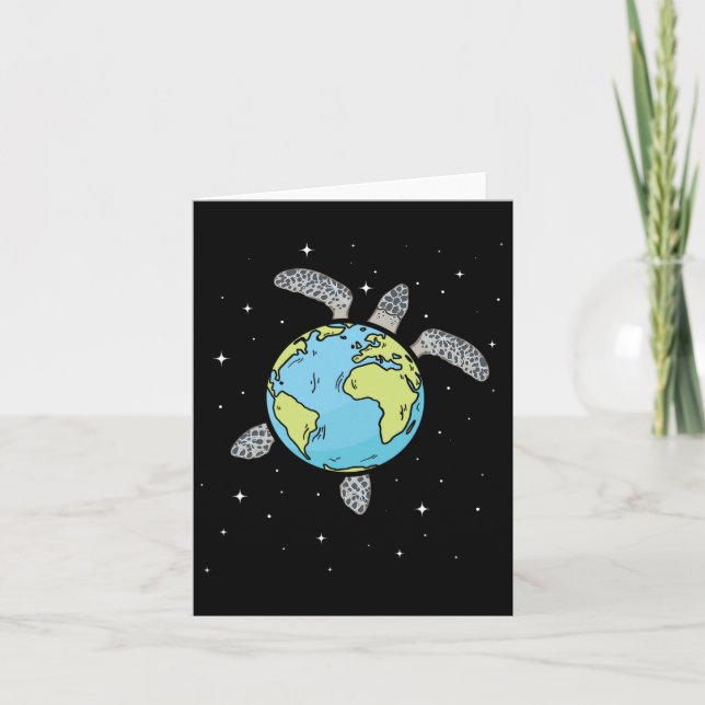 Turtle Earth Sea Turtle Earth Day Turtle Planet  Card (Front)