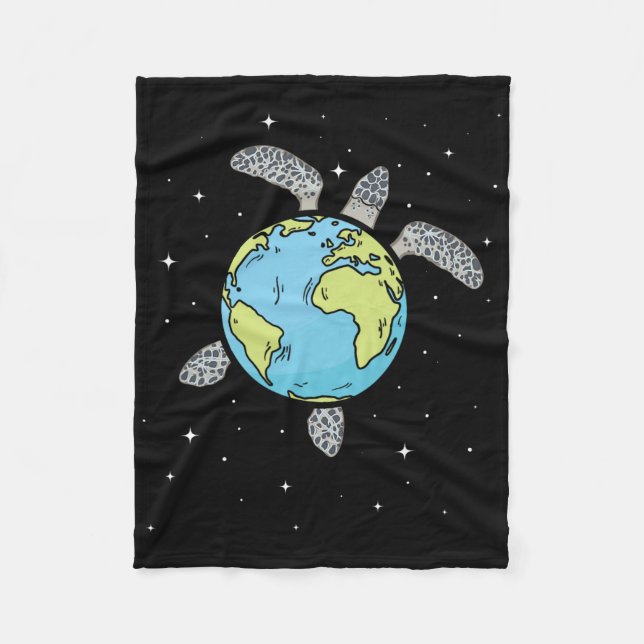 Turtle Earth Sea Turtle Earth Day Turtle Planet  Fleece Blanket (Front)