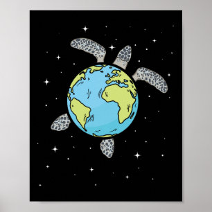 Turtle Earth Sea Turtle Earth Day Turtle Planet  Poster