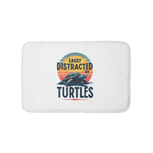 Turtle Easily Distracted By Turtles Sea Vintage Ki Bath Mat