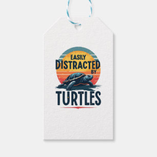 Turtle Easily Distracted By Turtles Sea Vintage Ki Gift Tags