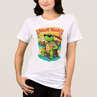 "Turtle enjoying on beach" Tri-Blend Shirt