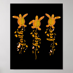 Turtle Faith Hope Love Orange Ribbon Ms Awareness Poster