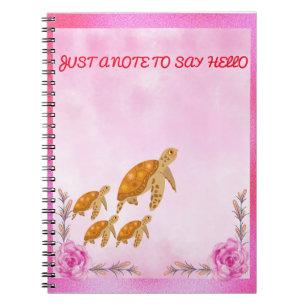 Turtle Family Pink Watercolor Back To School Girls Notebook