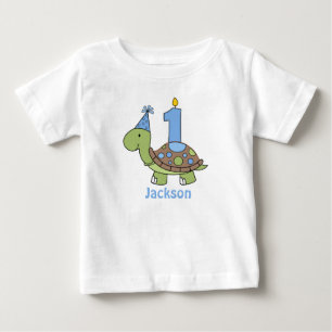 Turtle First Birthday Tshirt blue Personalised
