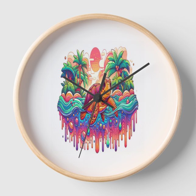 Turtle Floats in Liquid Garden. Clock (Front)