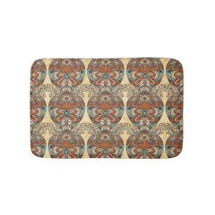 Turtle Floral Pattern Bath Mat