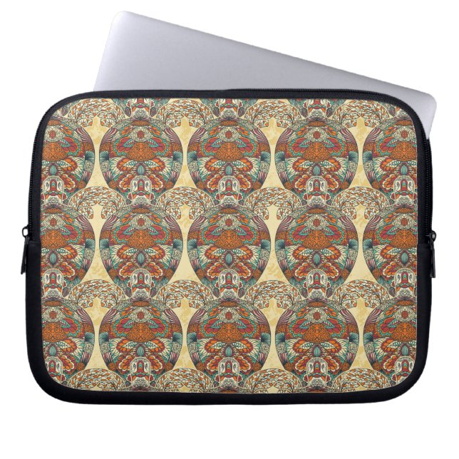 Turtle Floral Pattern Laptop Sleeve (Front)