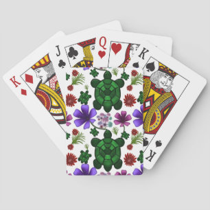 Turtle floral pattern playing cards