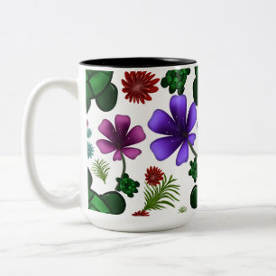 Turtle floral pattern Two-Tone coffee mug