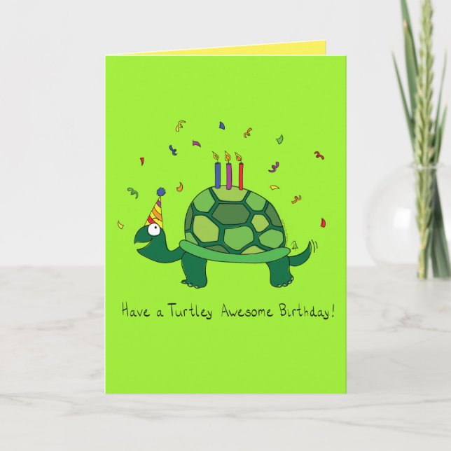 Turtle Funny Birthday Greeting Card (Front)