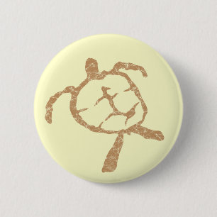 turtle-Gold 6 Cm Round Badge