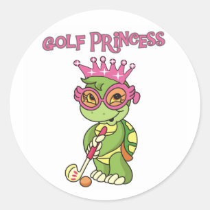 Turtle Golf Princess Classic Round Sticker