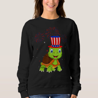 Turtle Graphic Red White Blue Fireworks Decor 4th  Sweatshirt