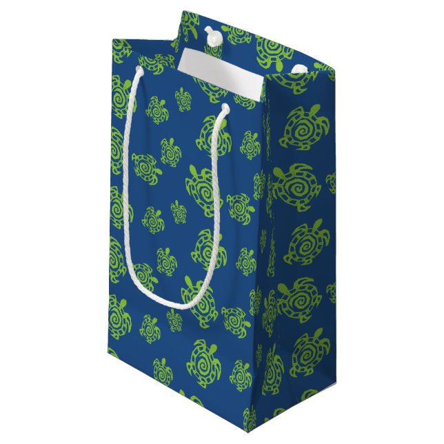 Turtle Green and Blue Party Stuff Small Gift Bag (Front Angled)