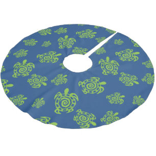 Turtle Green and Blue Print Brushed Polyester Tree Skirt