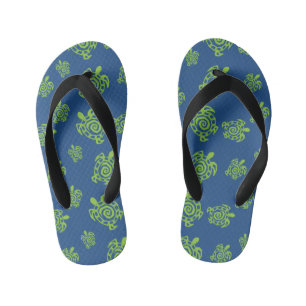 Turtle Green and Blue Print Kid's Jandals