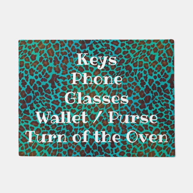 Turtle Green on Blue Checklist Doormat (Front)