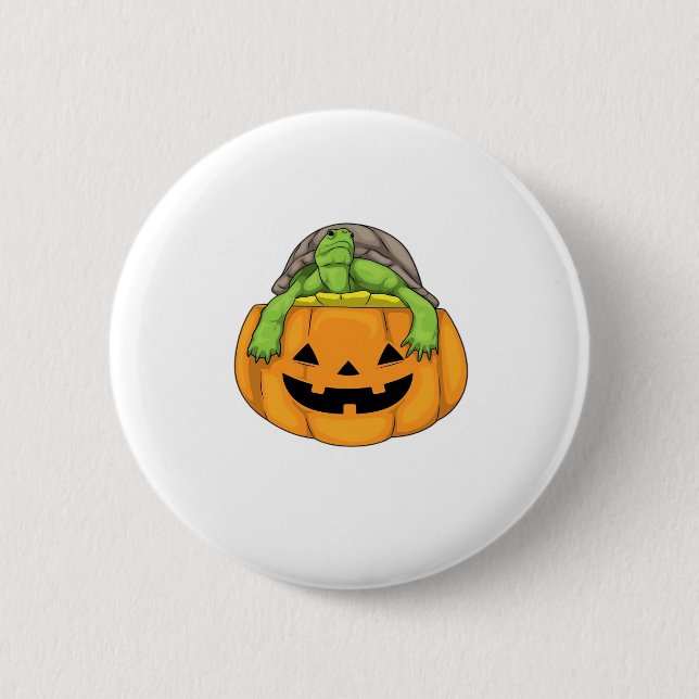 Turtle Halloween Pumpkin Classic T-Shirt_1 6 Cm Round Badge (Front)