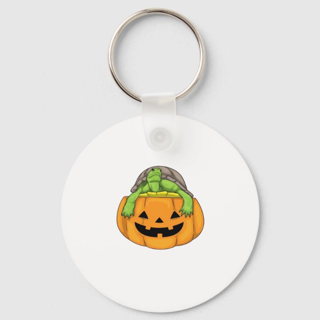 Turtle Halloween Pumpkin Classic T-Shirt_1 Key Ring (Front)