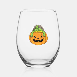 Turtle Halloween Pumpkin Classic T-Shirt_1 Stemless Wine Glass