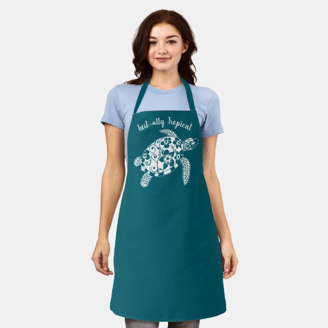 Turtle-Hawaiian-Fisherman Core-Teal Apron (Worn)