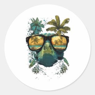 Turtle Hawaiian Sea Turtles Hawaii Beach Palm Classic Round Sticker