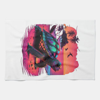 Turtle Hawaiian Sea Turtles Hawaii Beach Sunset Tea Towel