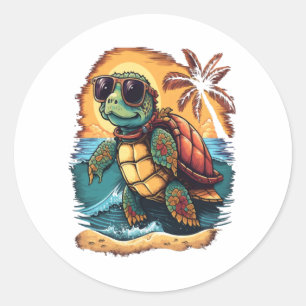 Turtle Hawaiian Sea Turtles Hawaii Tropical Beach Classic Round Sticker