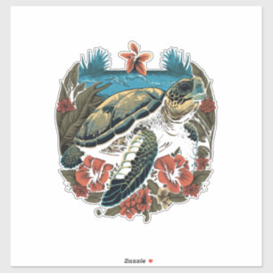 Turtle Hawaiian Sea Turtles Hibiscus Flower Copy C