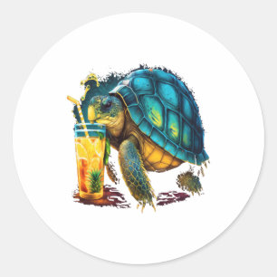 Turtle Hawaiian Sea Turtles Pineapple Aloha Copy C Classic Round Sticker