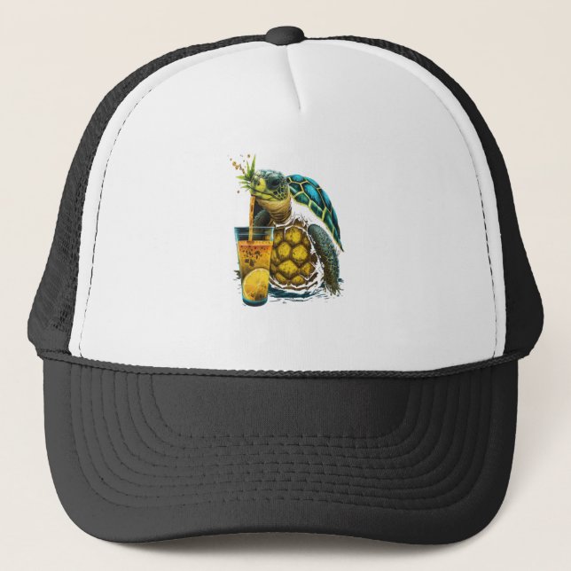 Turtle Hawaiian Sea Turtles Pineapple Aloha Trucker Hat (Front)