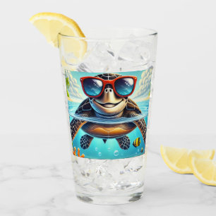 Turtle High Dive Artwork Perfect for Turtle Lovers Glass