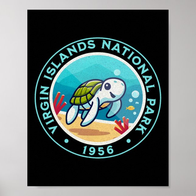 Turtle Hiking At Virgin Islands National Park  Poster (Front)
