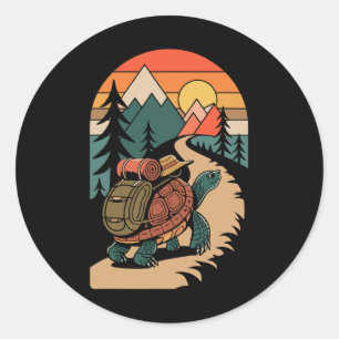 Turtle Hiking Camping Camp Camper Backpacking Classic Round Sticker