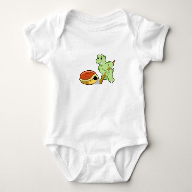 Turtle Ice hockey Ice hockey stick Baby Bodysuit (Front)