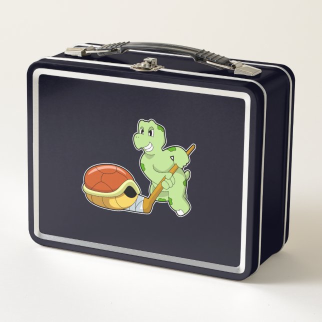 Turtle Ice hockey Ice hockey stick Metal Lunch Box (Front)