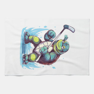 Turtle Ice Hockey Player Hockey Stick Goalie Copy Tea Towel
