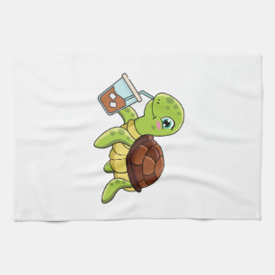 Turtle iced coffee tea towel
